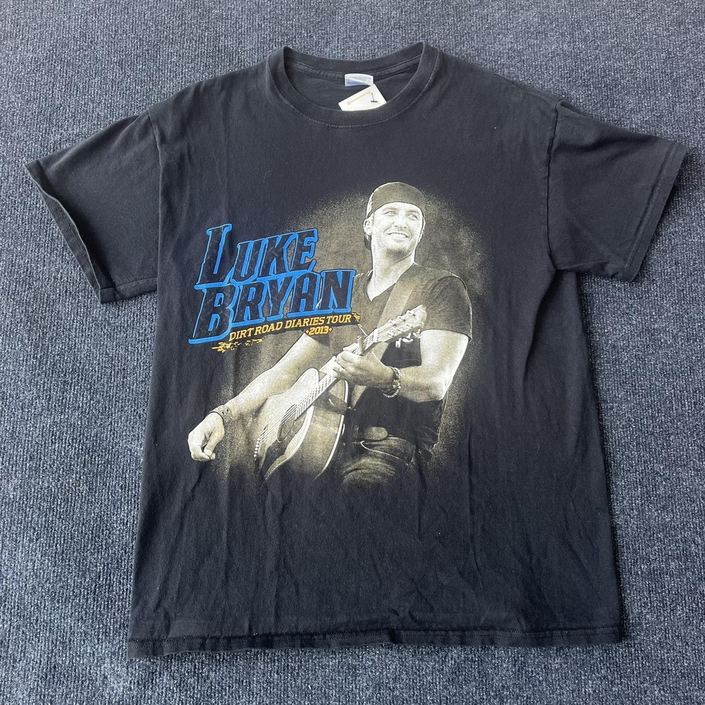 Luke Bryan Shirt Mens Medium Black 2013 Dirt Road Diaries Tour Concert Tee Music